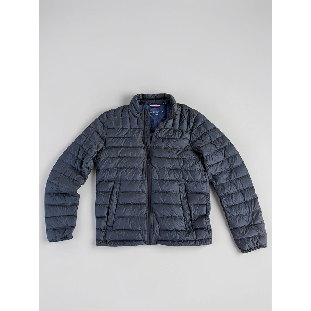 Tommy Hilfiger Mens Natural Down Packable Puffer Jacket Black Quilted Lined S